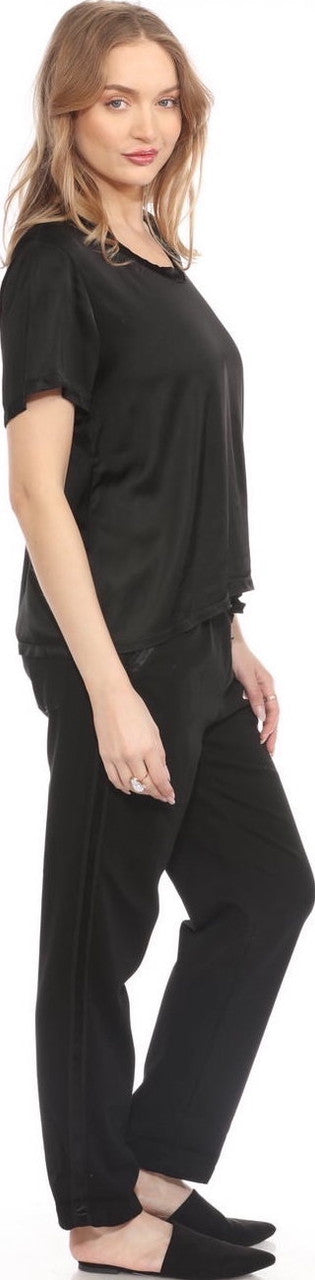 Black Roll Pants with Satin Stripe