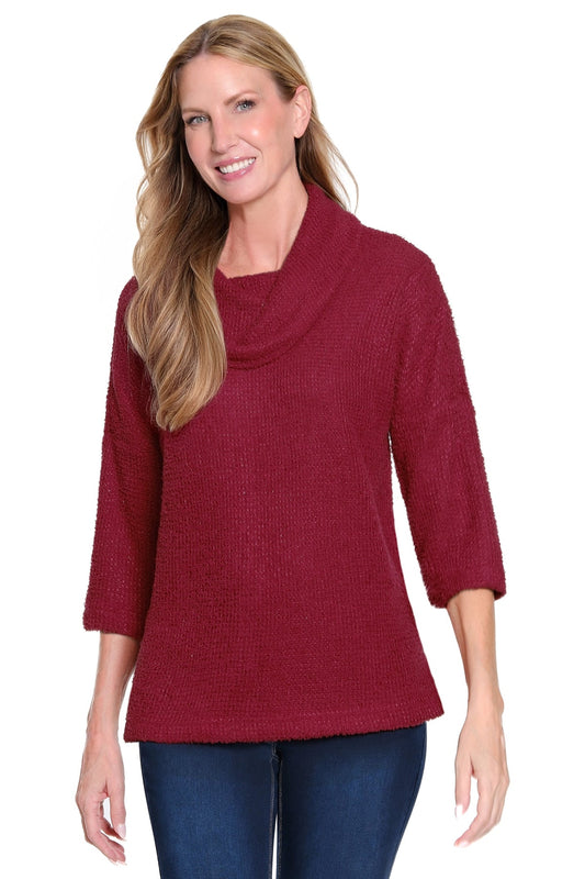 Textured Knit Tunic - Cranberry