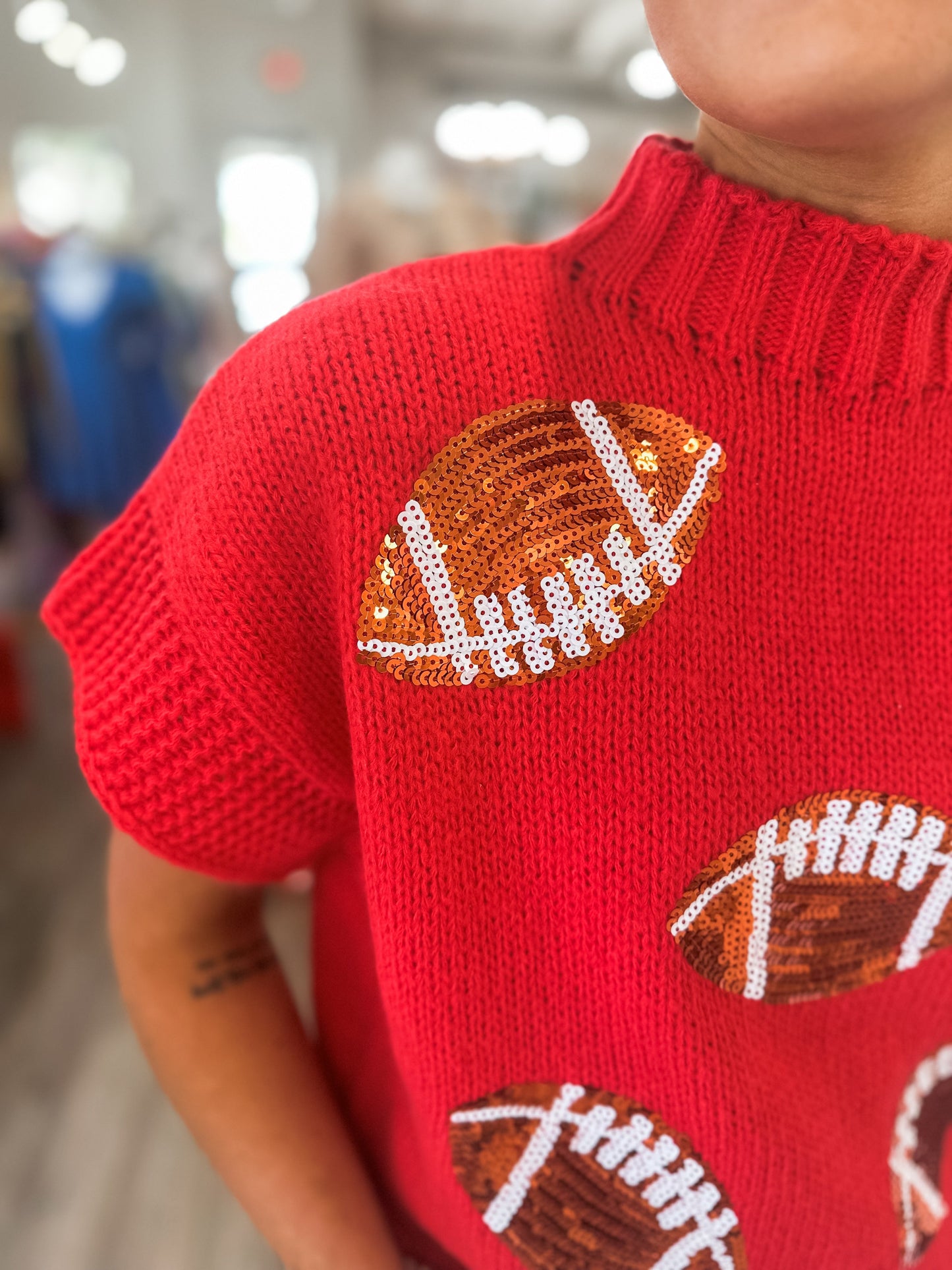 Red Game day Sequin Sweater