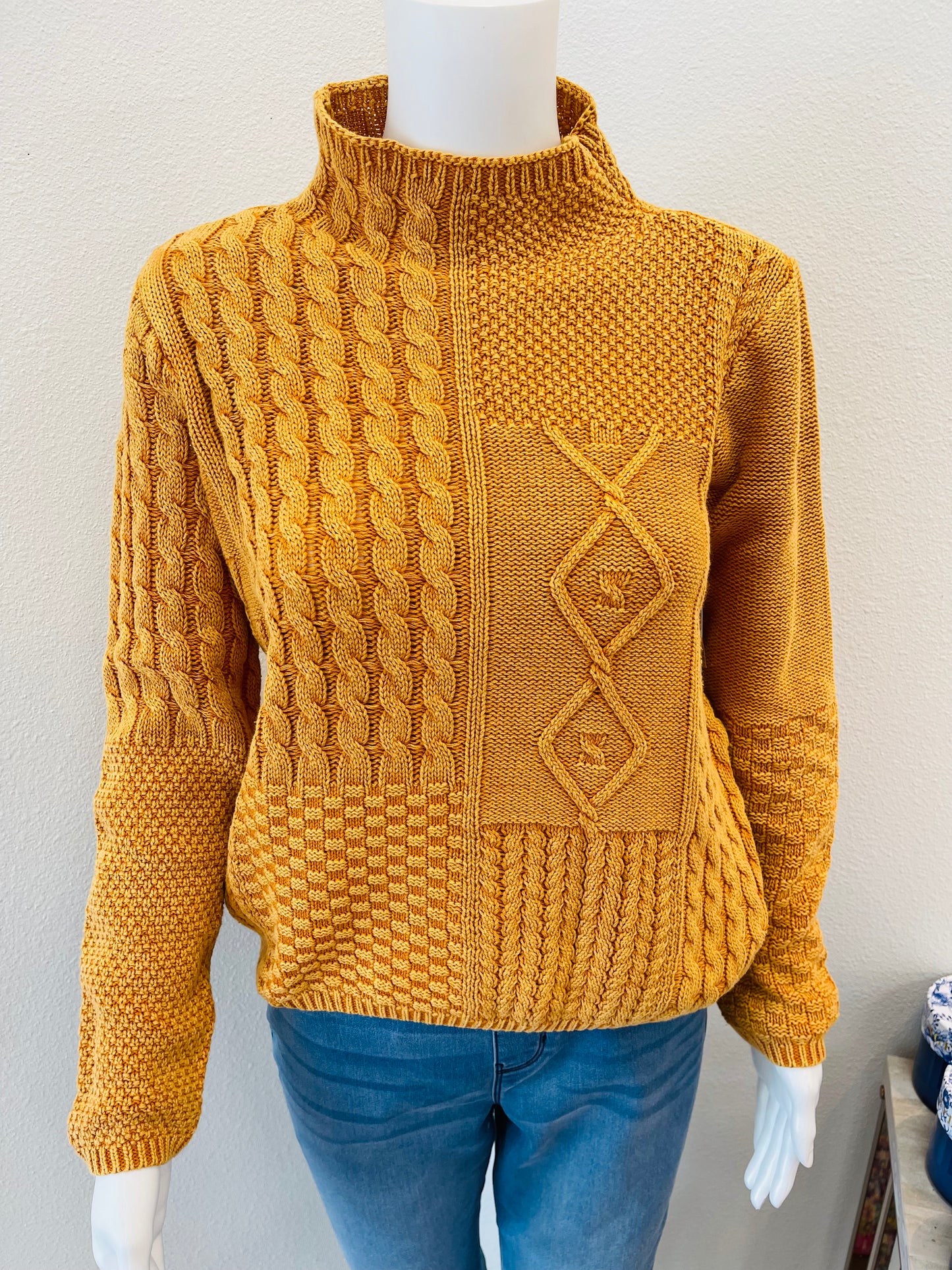 FUNNEL NECK SWEATER-GOLDLEAF