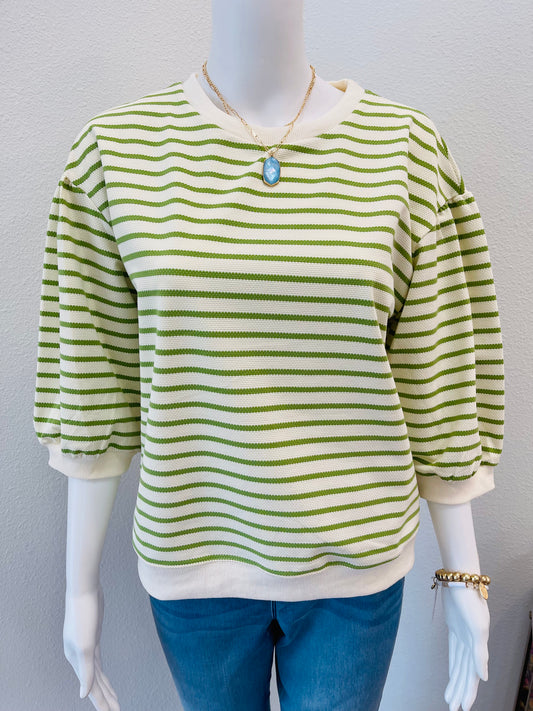 Lime and Cream Ringer Top