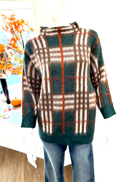 Rich Teal Plaid Sweater