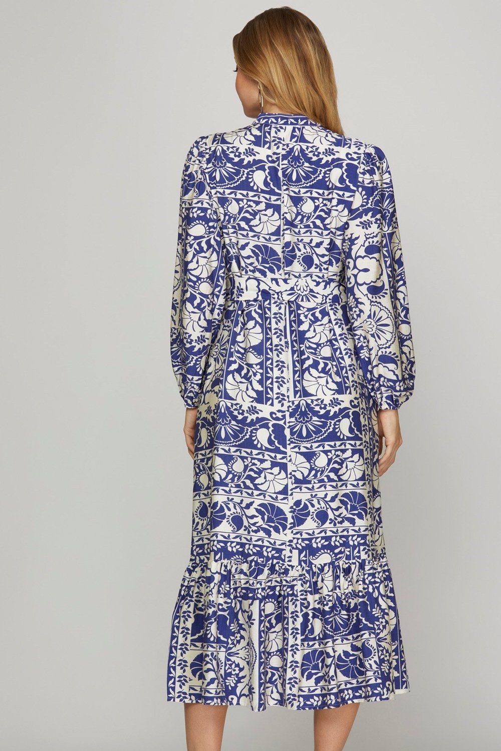 Cobalt Printed Detail Maxi Dress