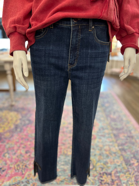 Straight leg jean with bow trim