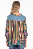 VELVET EMBROIDERED BUTTON UP TUNIC MULTI