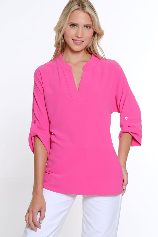 Dolman Sleeve Crinkle Top - Fuchsia