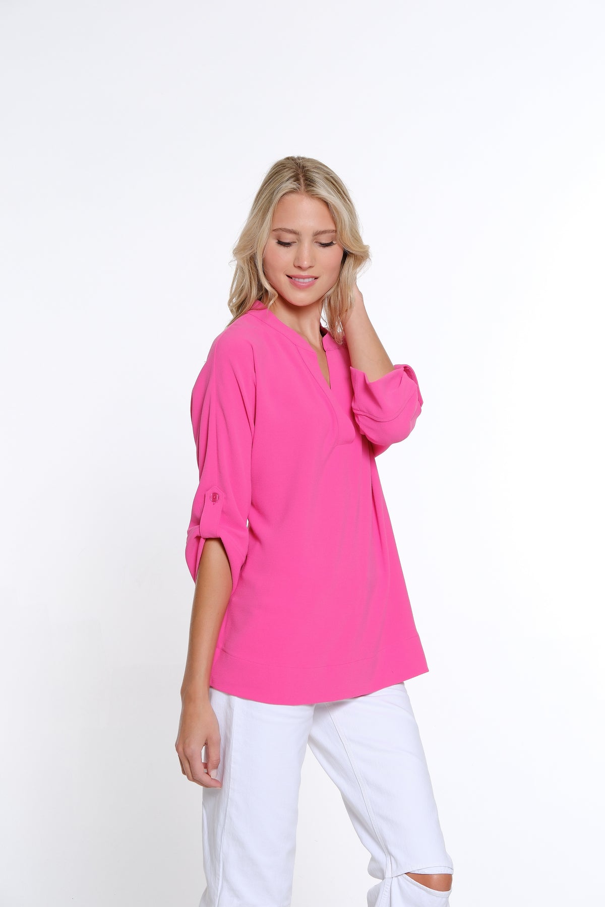 Dolman Sleeve Crinkle Top - Fuchsia