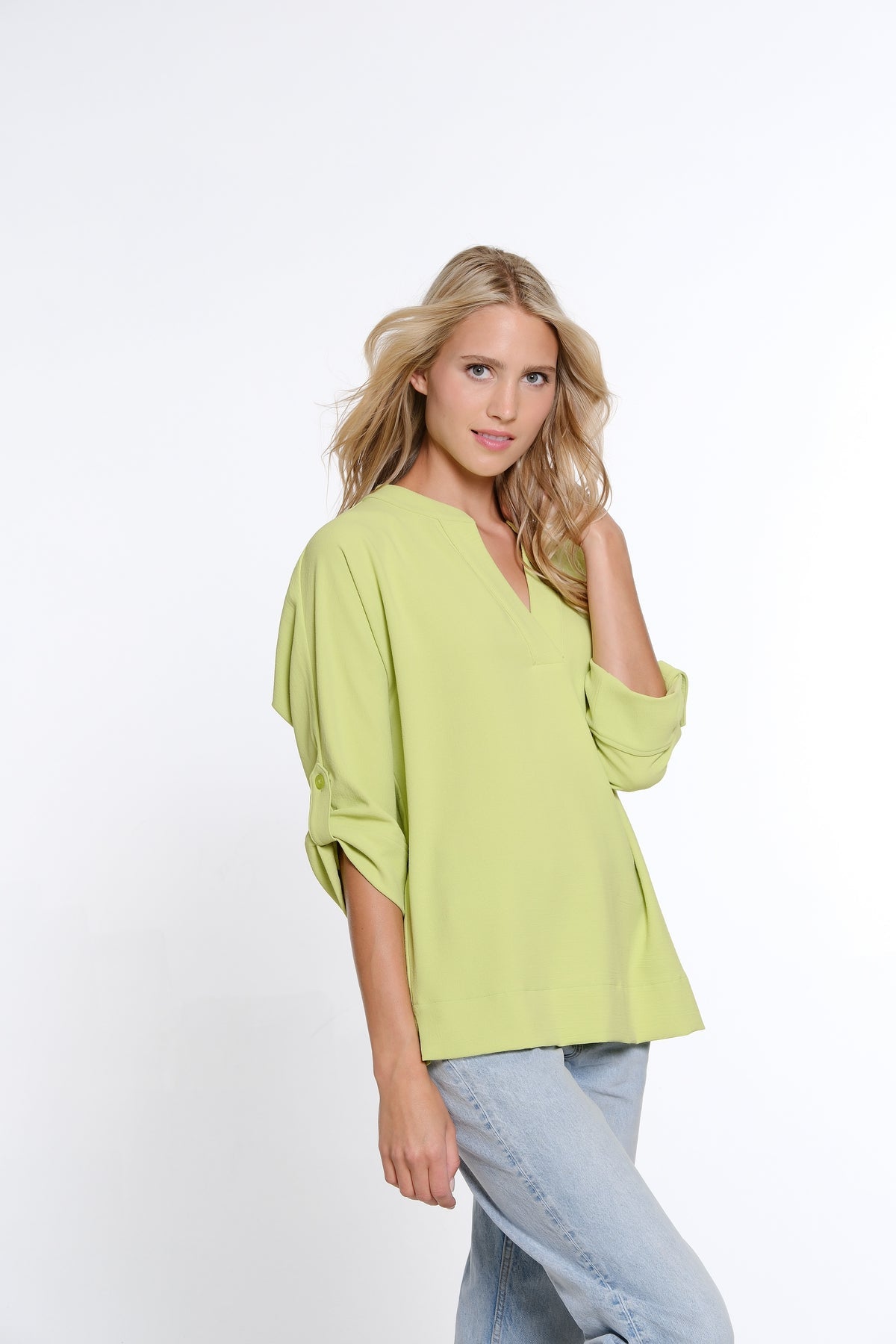 Dolman Sleeve Crinkle Top - Kiwi