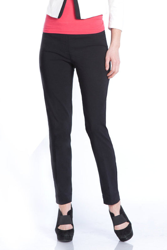 PULL-ON ANKLE PANT WITH BACK POCKETS - BLACK