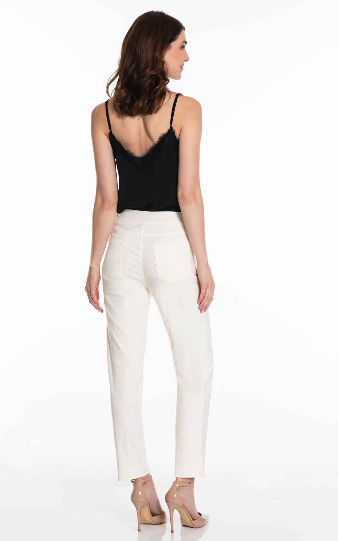 PULL-ON ANKLE PANT WITH REAL FRONT & BACK POCKETS - ECRU