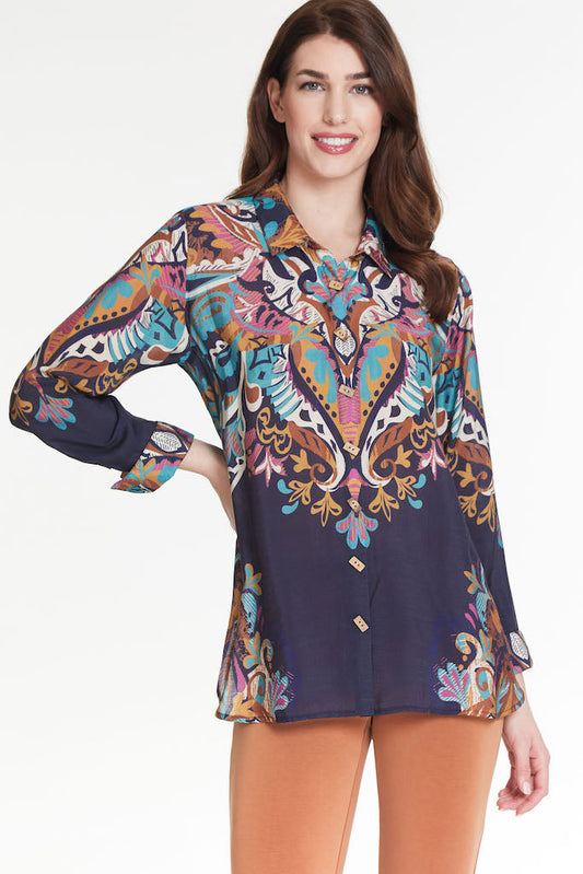 VENTANA LONG SLEEVE BUTTON FRONT SHIRT - MULTI