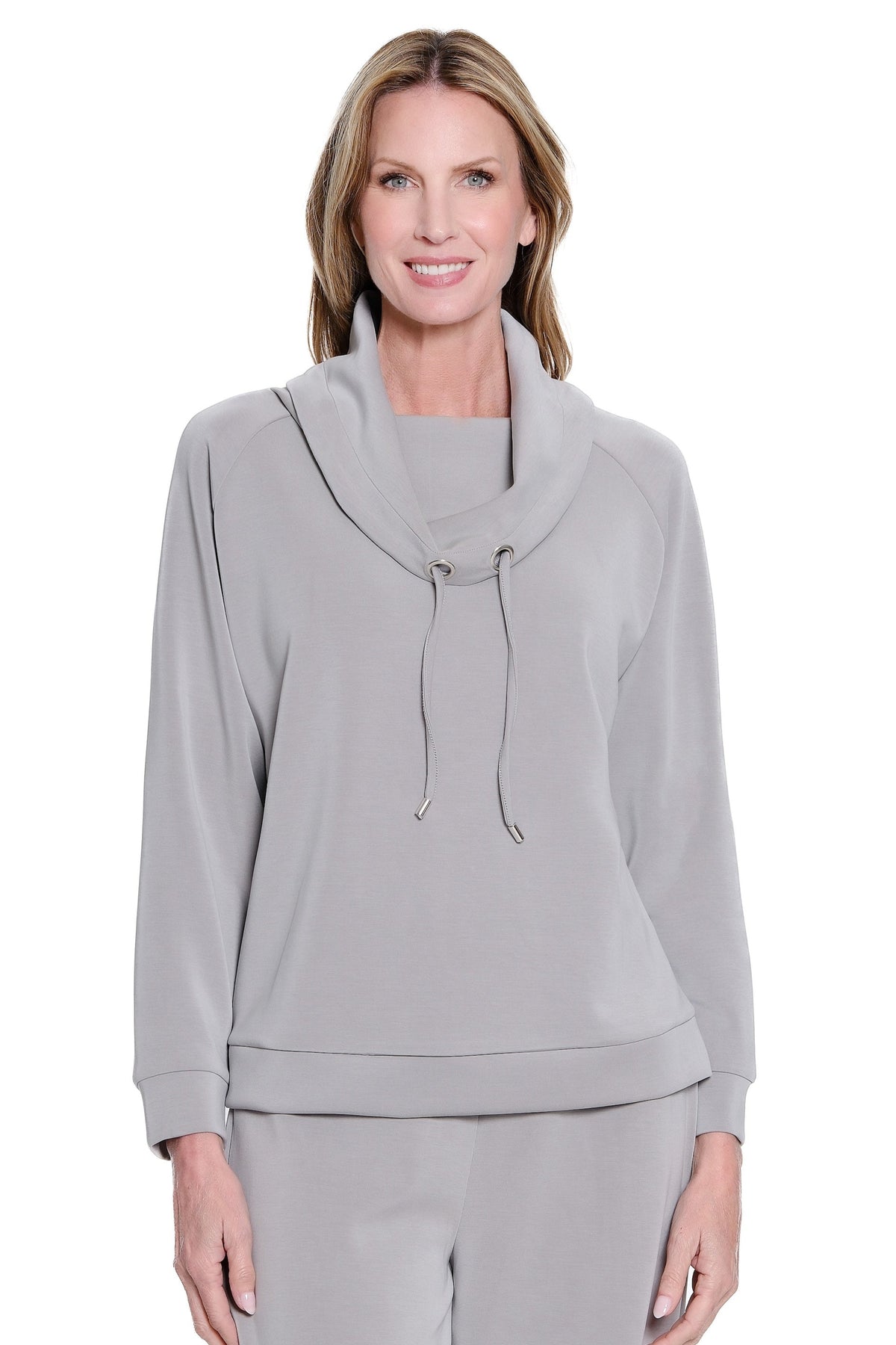 Frost Grey Cowl Collar Knit Top