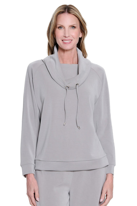 Frost Grey Cowl Collar Knit Top