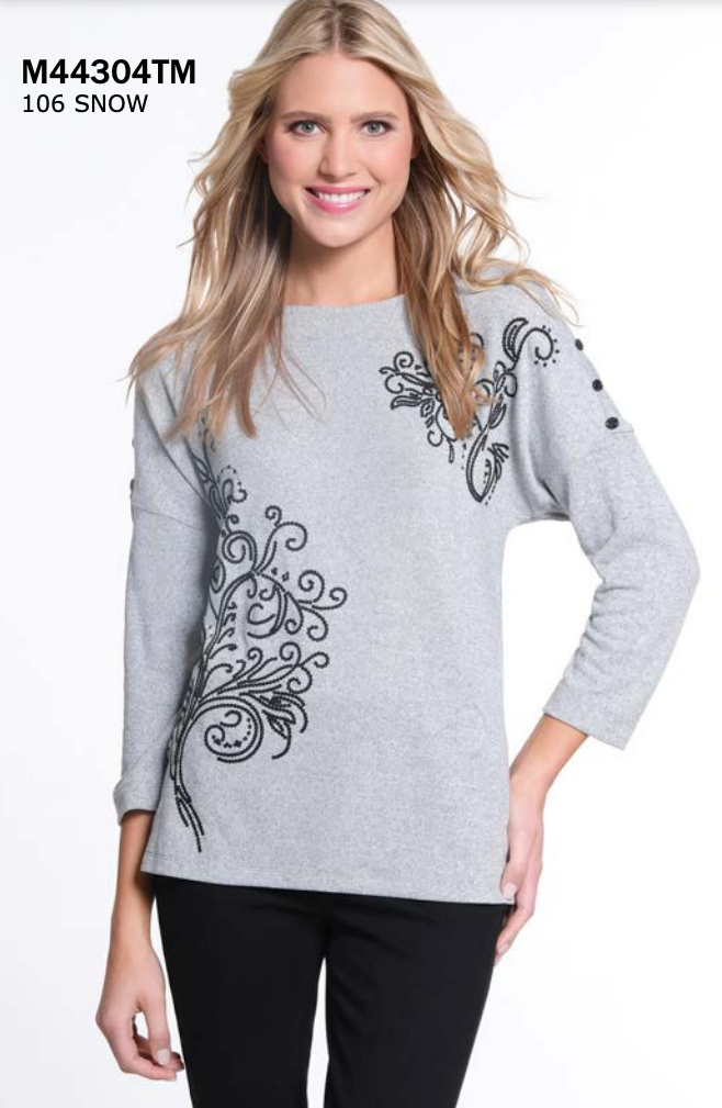 Grey Embellished Dolman Top