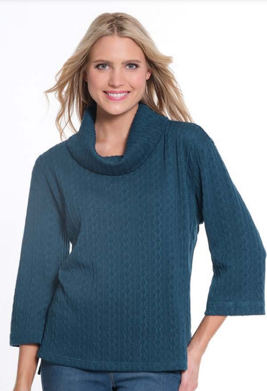 Rich Teal Drop Shoulder Nock Neck Sweater