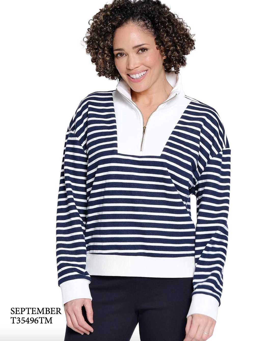 Navy Stripe Half Zip Pullover