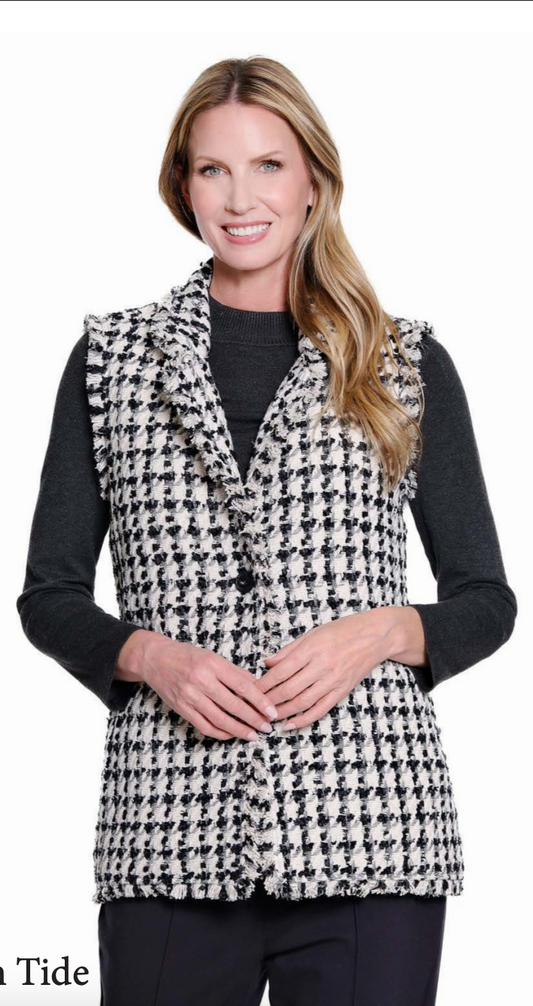 Houndstooth Lapel Collar Vest