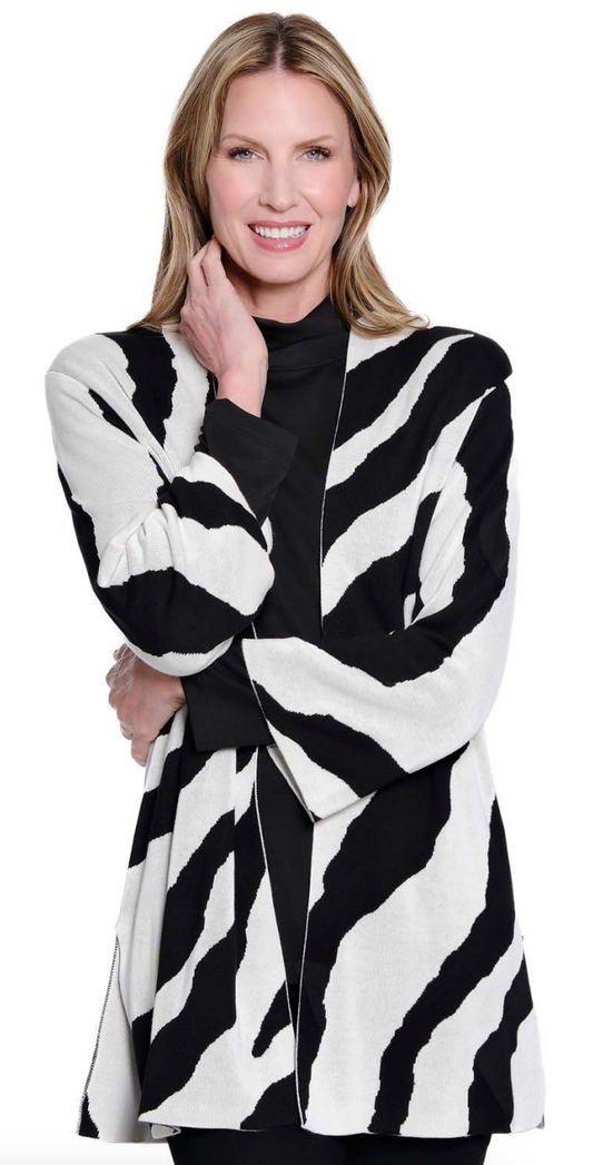 Black and White Zebra 3/4 Drop Shoulder Cardigan