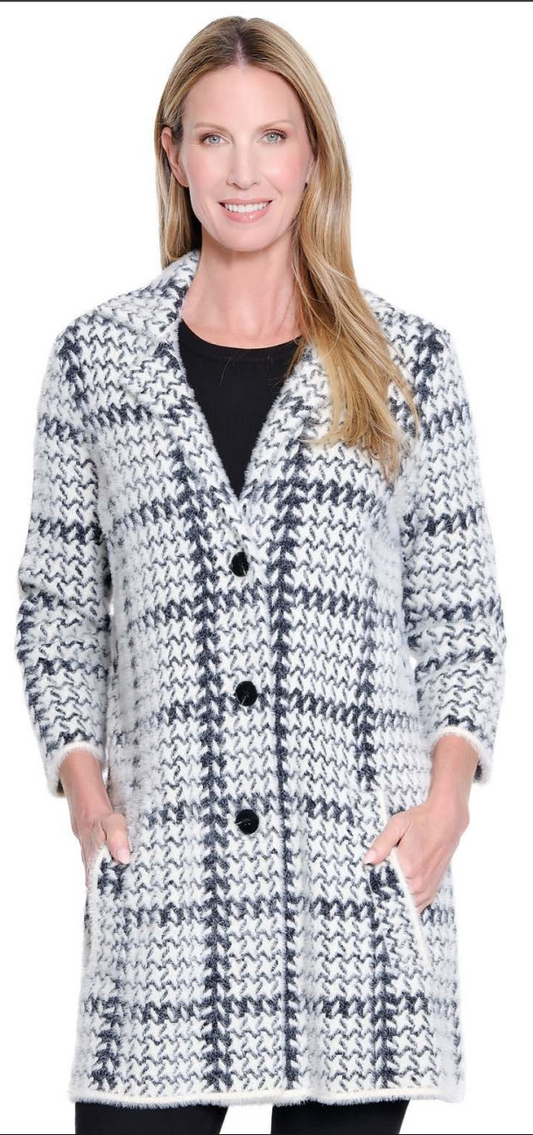 Winter White Lapel Collar Button Front Cardigan