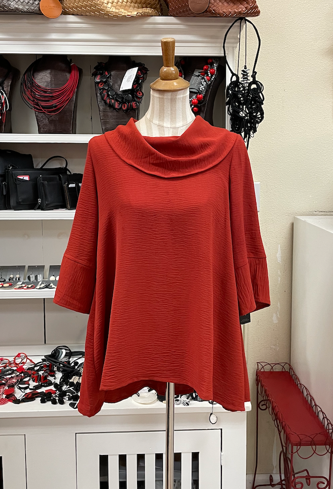 Rust Airflow Cowl Neck Tunic