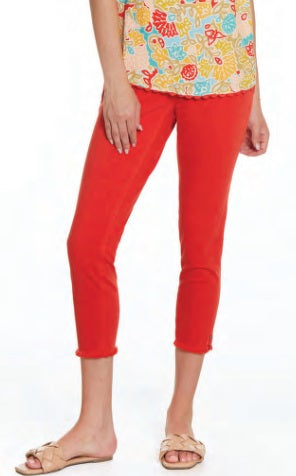 RED/ORANGE 4 Way Stretch Crop Jeans