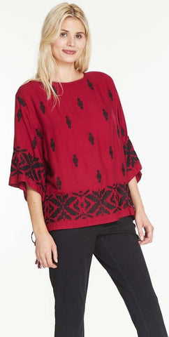 Red Brick Embroidered Tassel Tunic