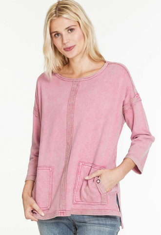 Pink 3/4 Sweatshirt with Pockets