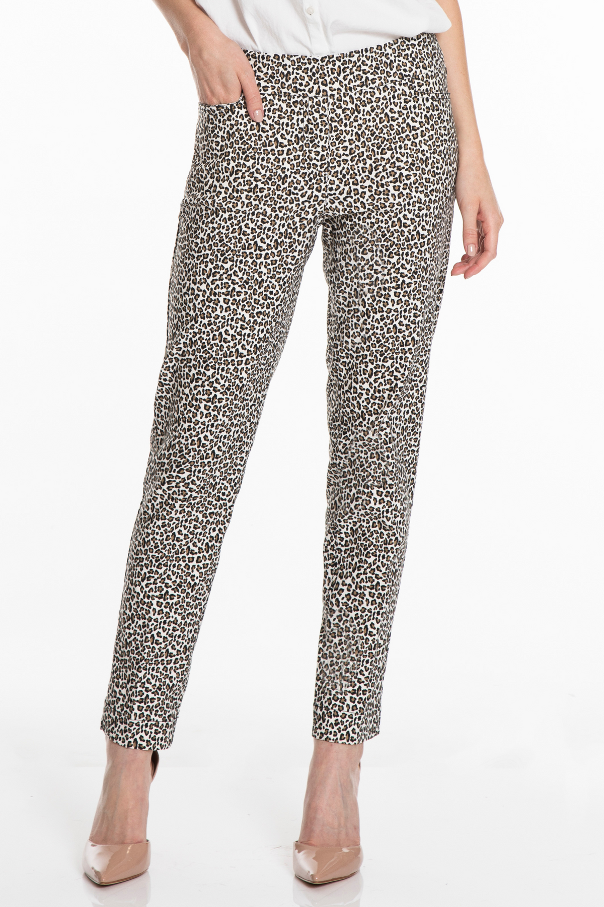 PRINT PULL-ON ANKLE PANT - LEOPARD PRINT