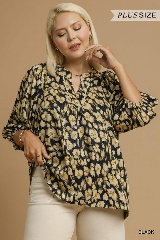 Leopard Print V-Neck Blouse