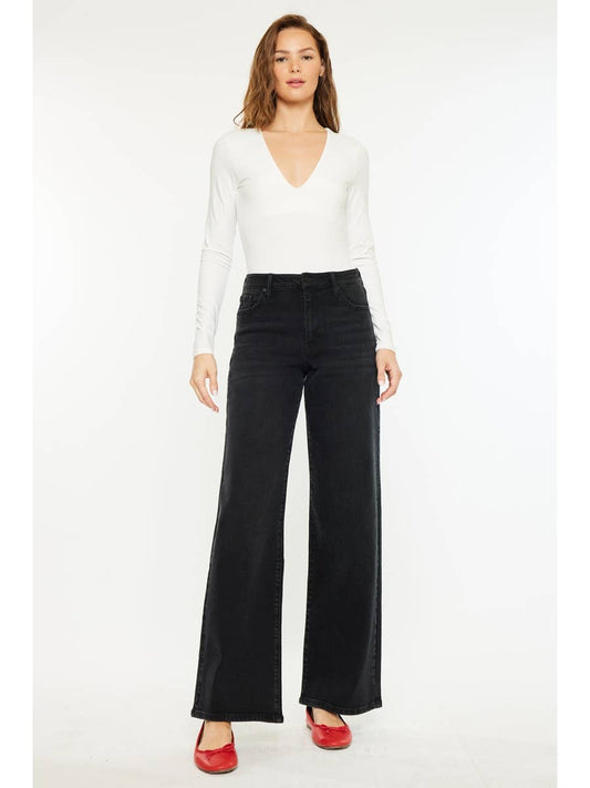 Black High Rise Wide Leg Jeans