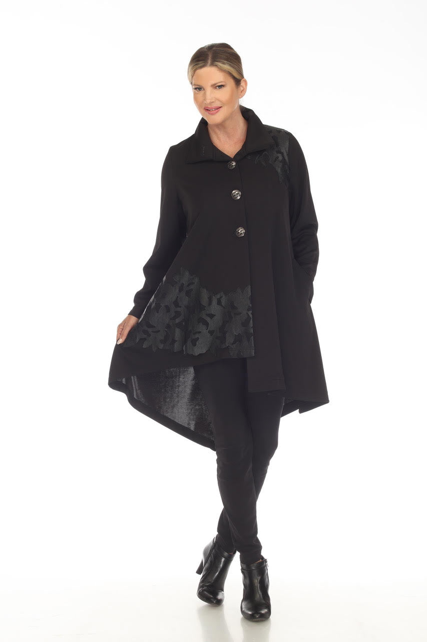 Black Duster with Leather Applique