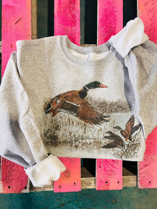 Grey Retro Duck Scene Sweatshirt