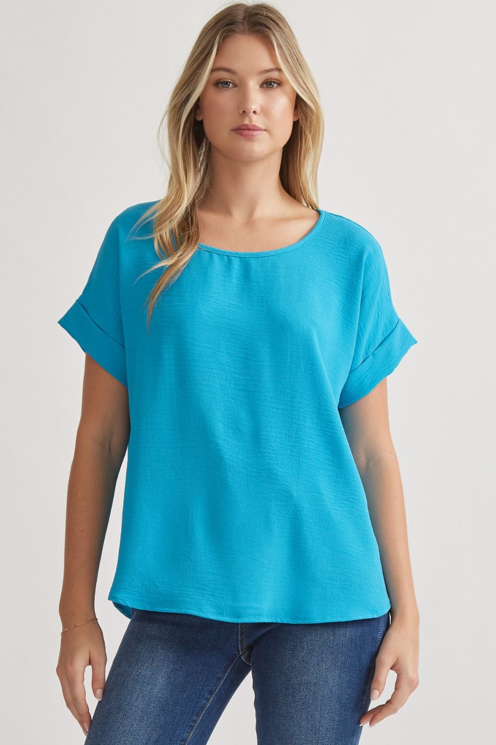 Ocean Blue Scoop-neck top