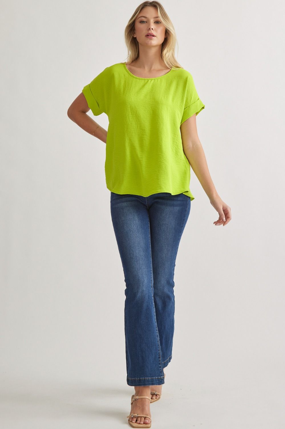 Neon Lime Scoop-neck top