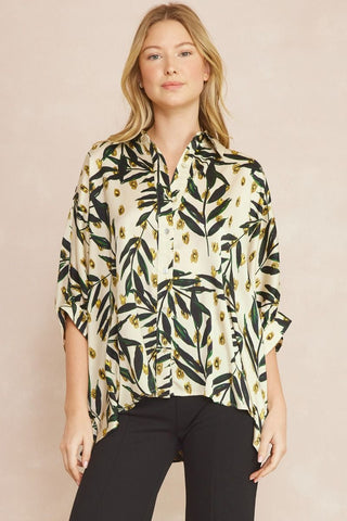 Floral Printed Oversized Blouse