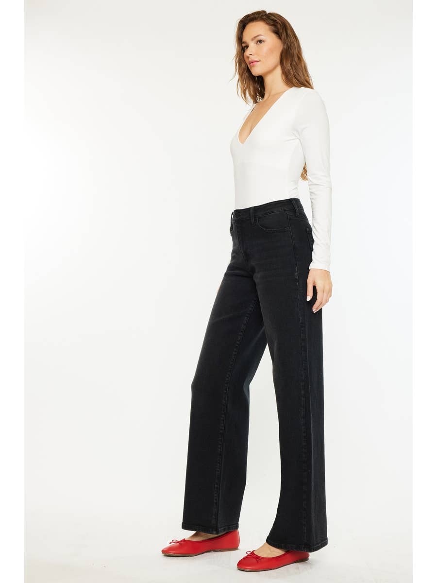 Black High Rise Wide Leg Jeans