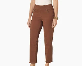 Rich Chocolate Pull on 5 PKT fringe hem pants
