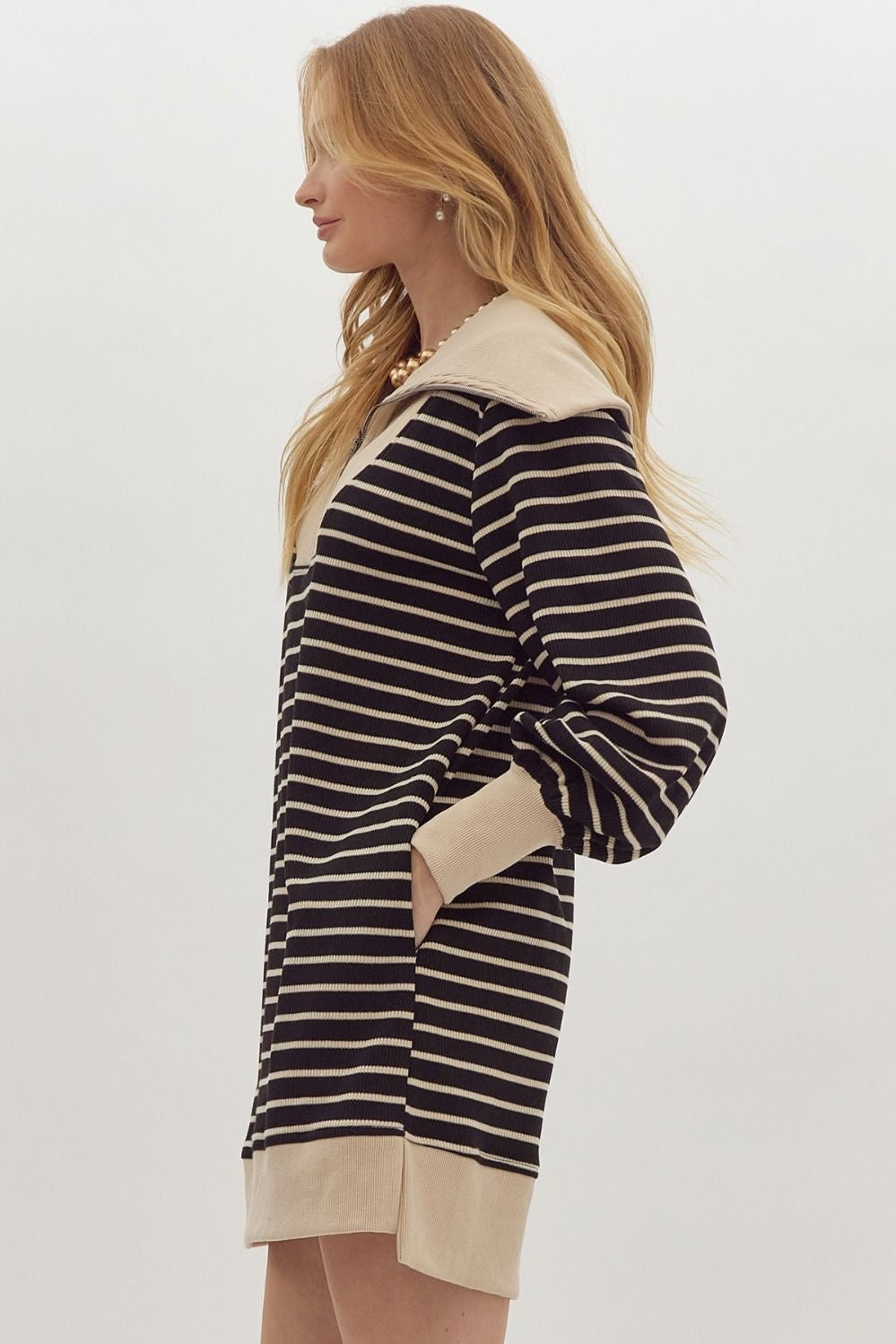 Black Stripe Sweater Dress