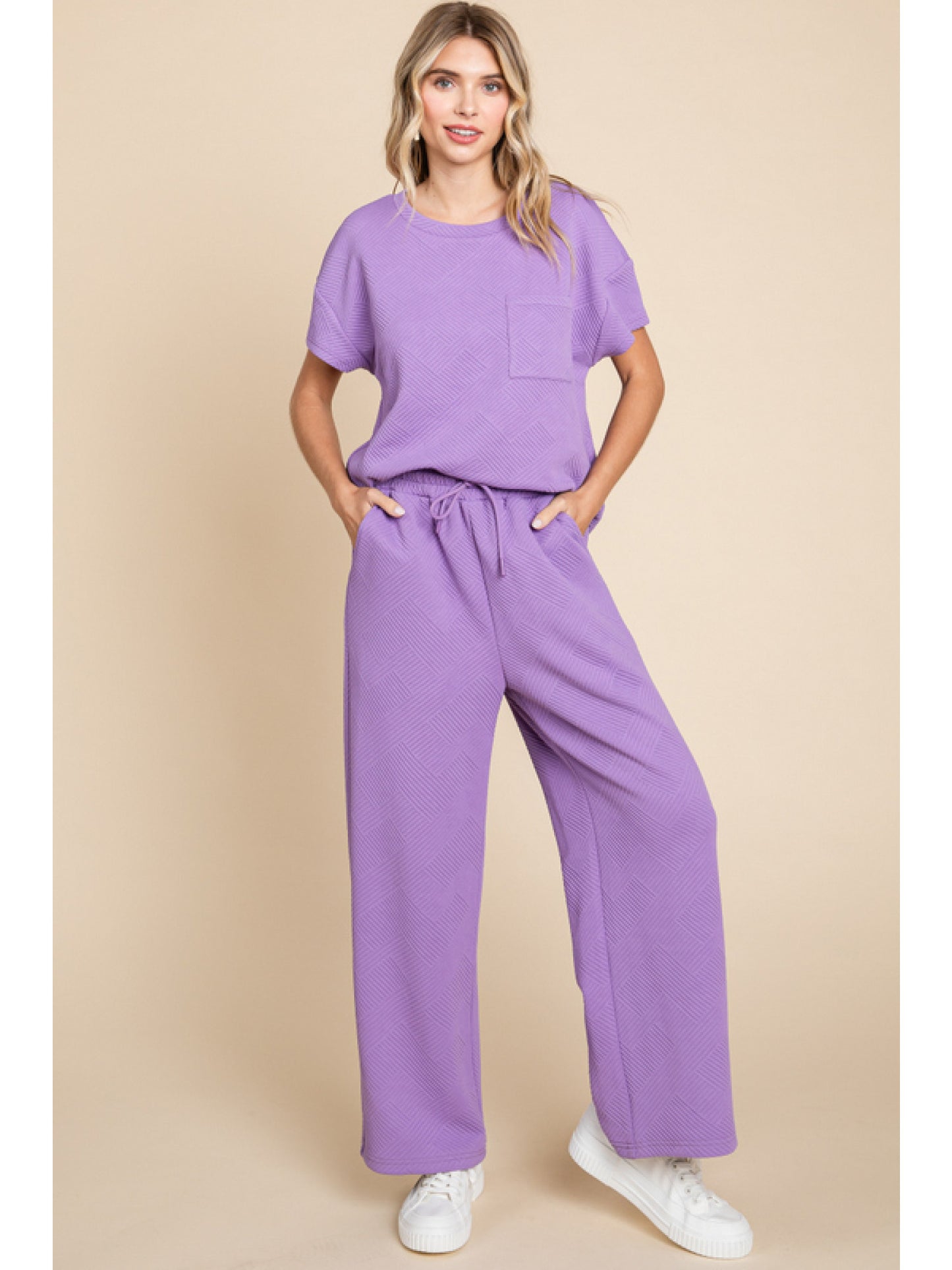 Lavender textured Top and Bottoms set