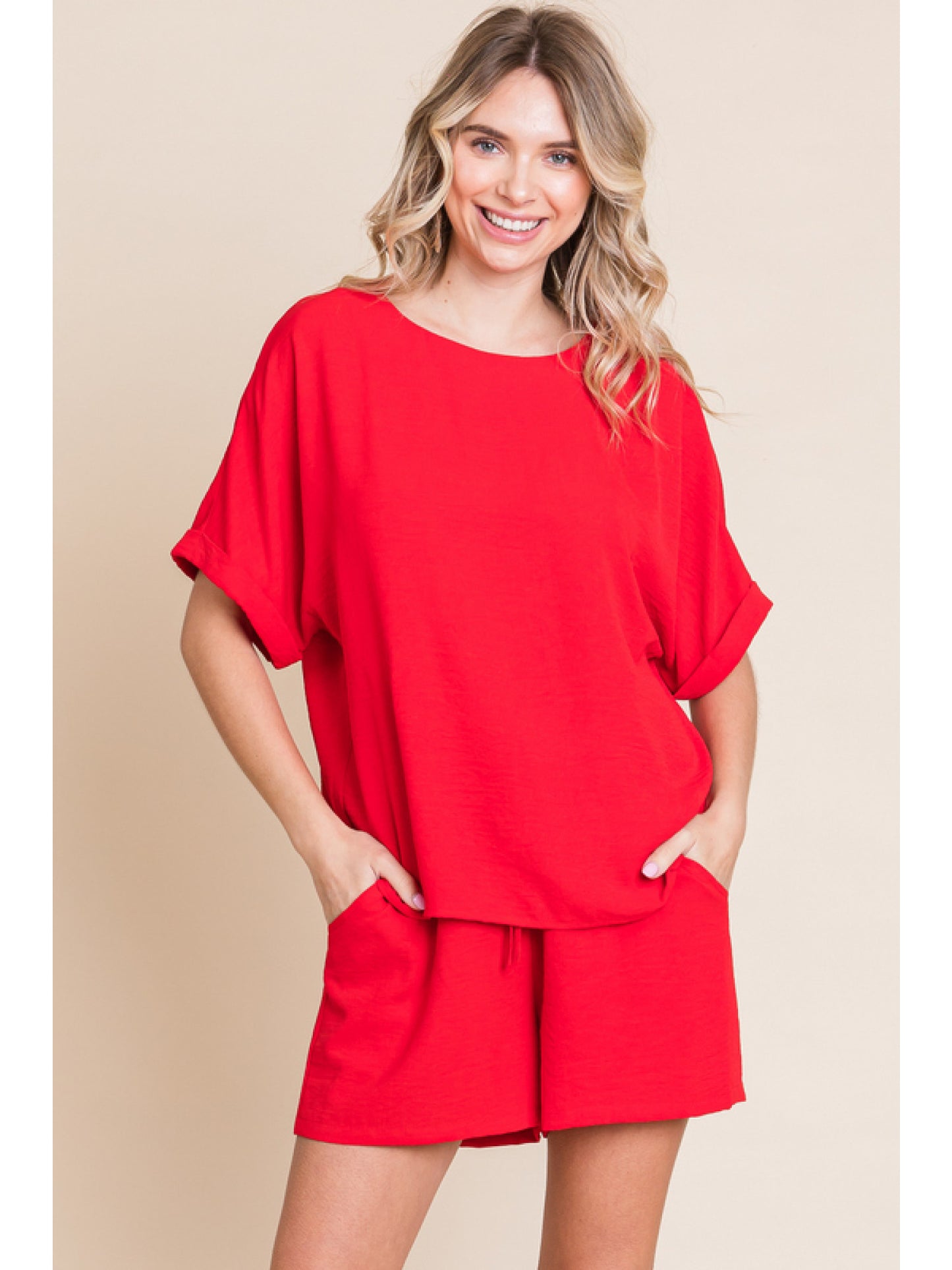 Tomato Red Solid loungewear set