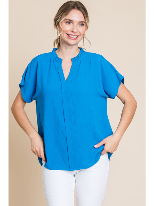 Turquoise Solid top with slit neck