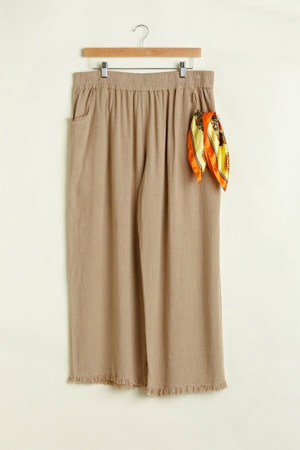 Wide Leg Linen Pants in Latte