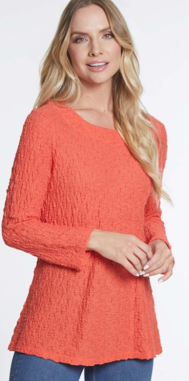 Paprika 3/4 Scoop Neck Pleated Swing Top