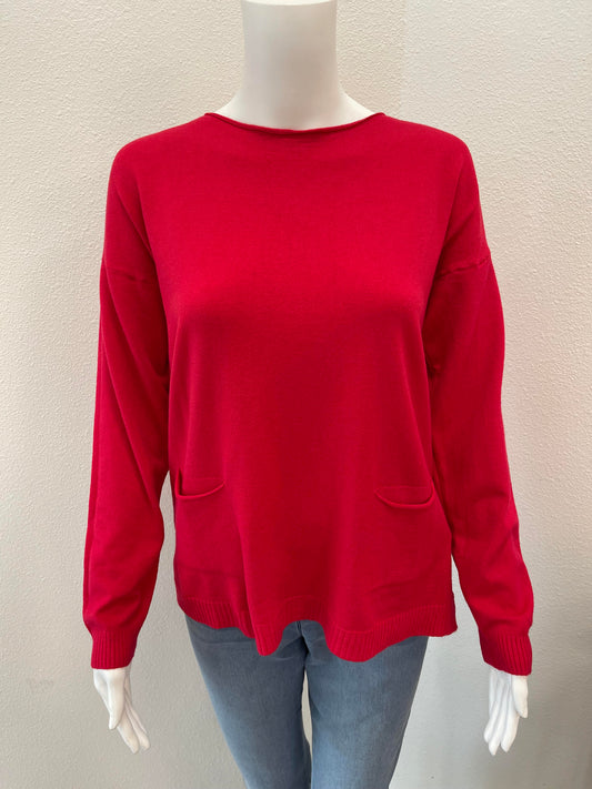 Red Pocket Sweater