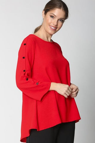 Red Airflow Button Sleeve Tunic