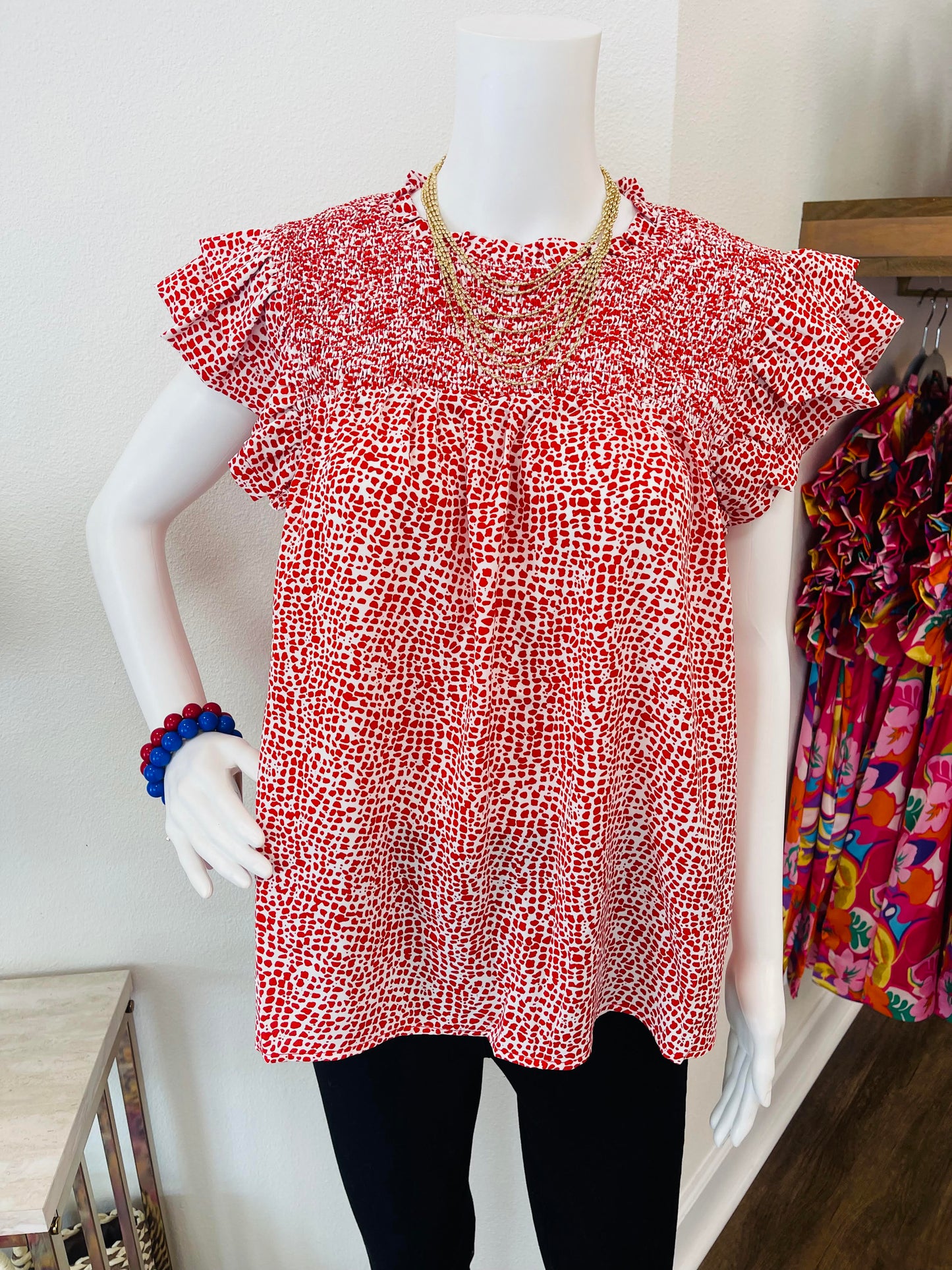 Tomato Red Polka Top