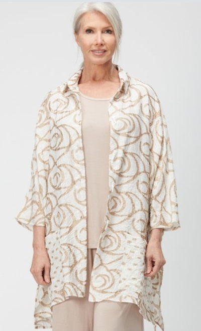 Taupe Swirl Rose Button Tunic