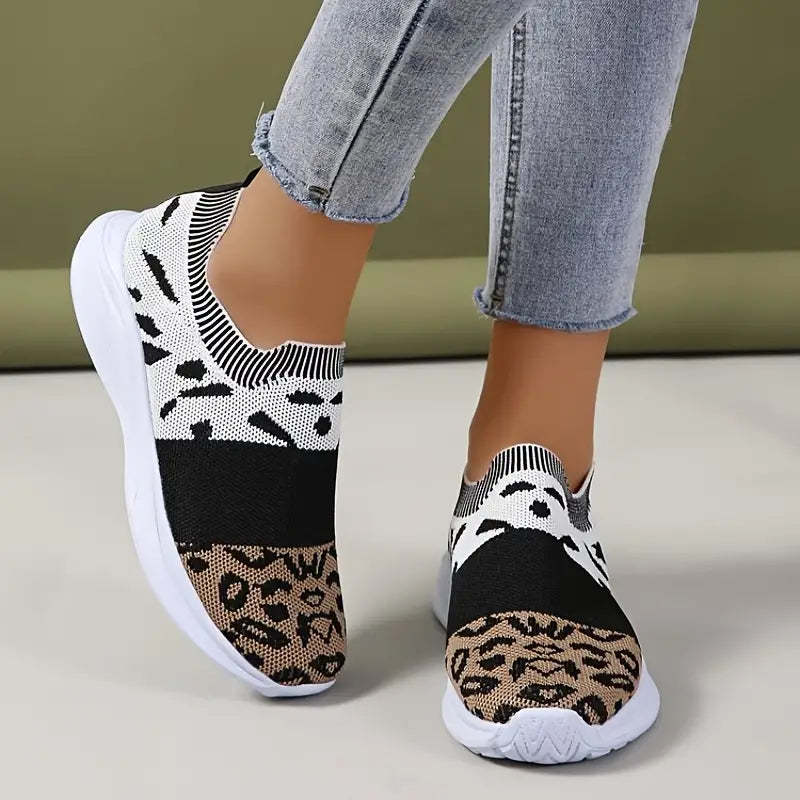 Color Block Leopard Tennis Shoes