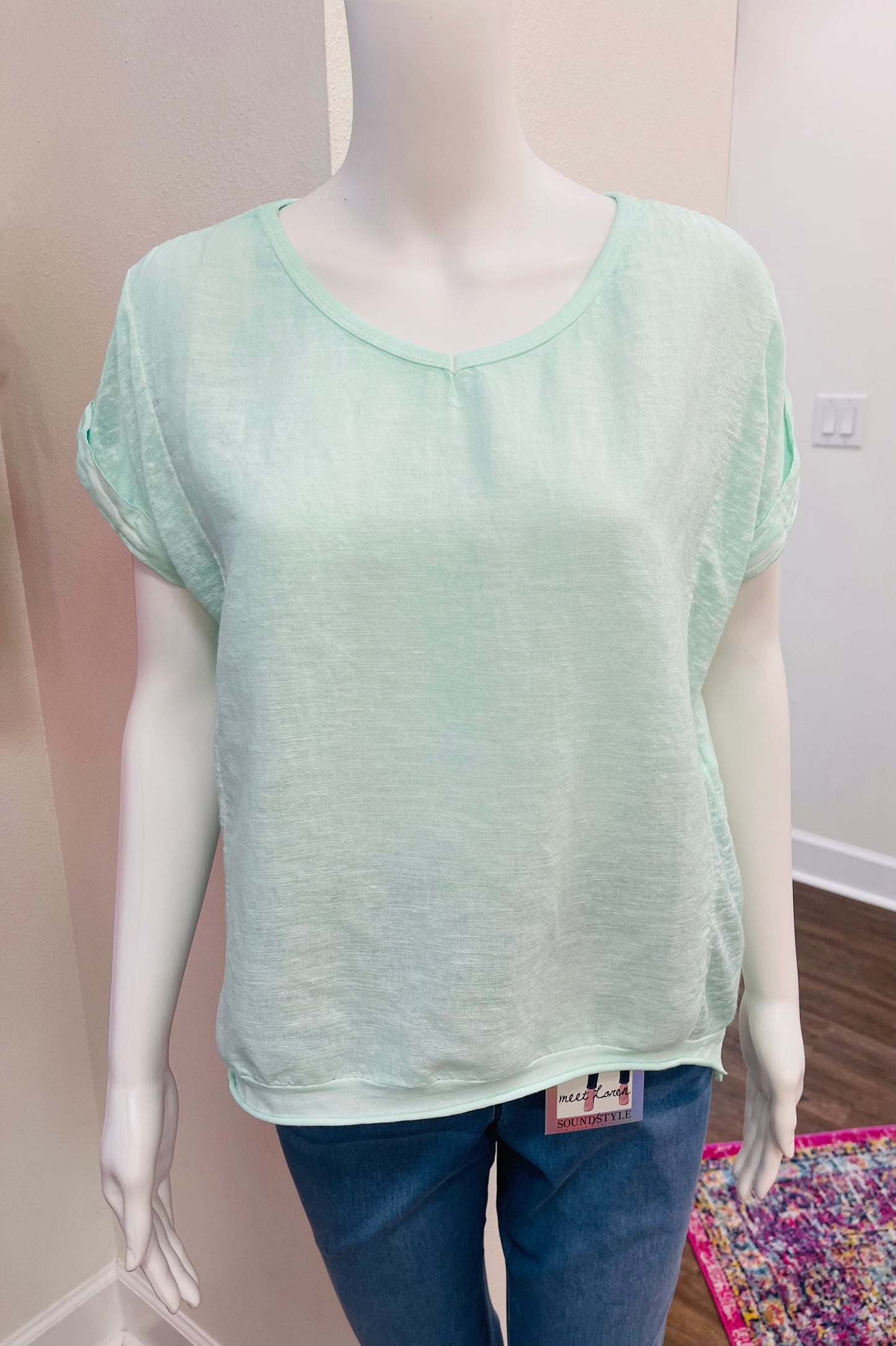 Mint Linen Blend Tee