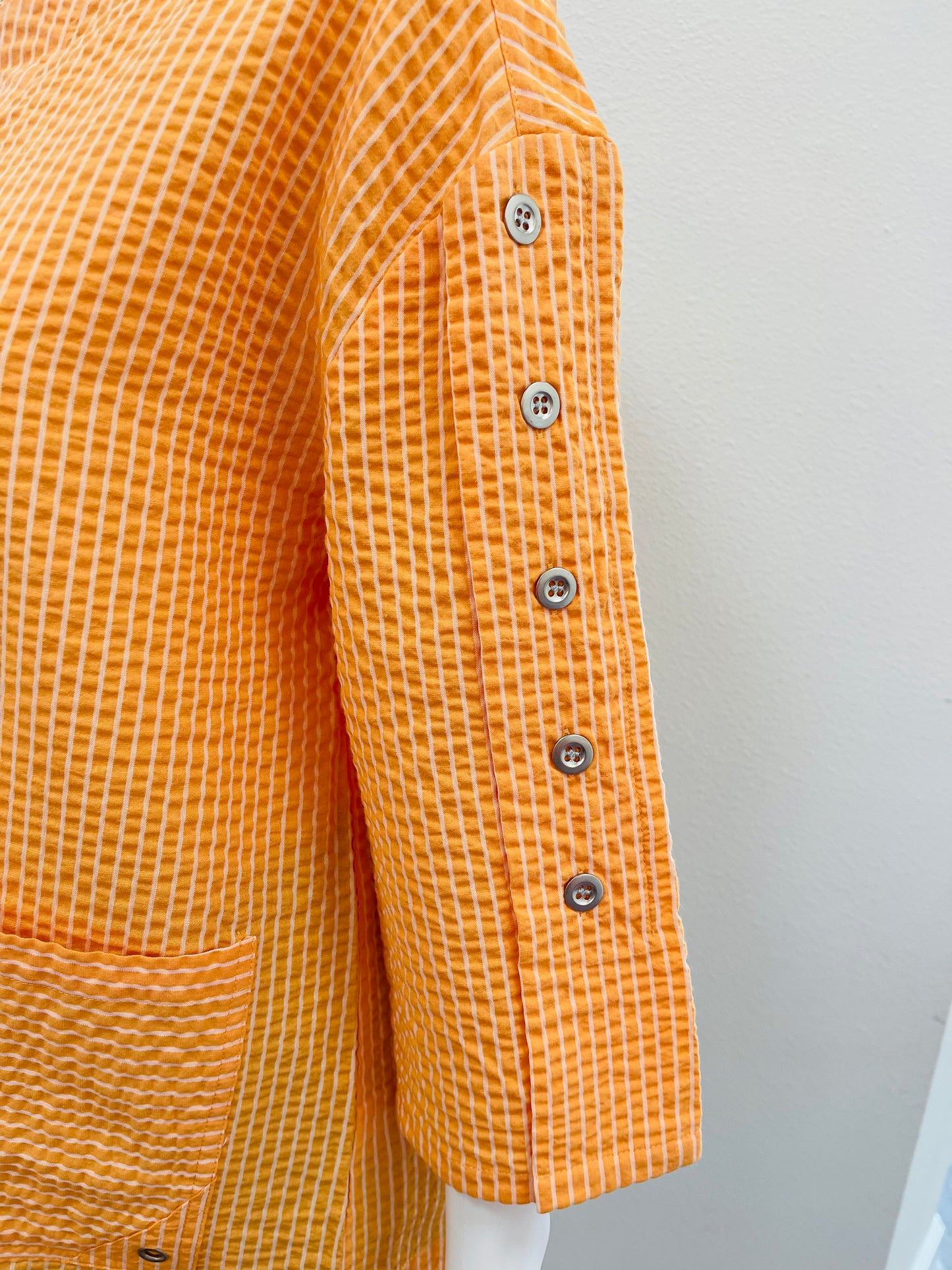 Orange Stripe Notch Neck Pullover